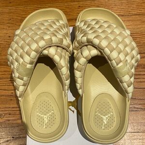 Jordan Woven Slide Sandals in Beige